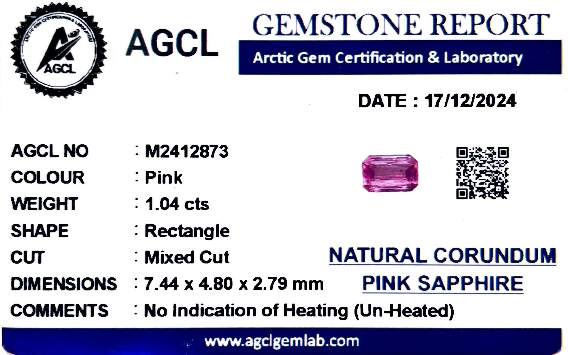 1.04 Carat Pink Sapphire