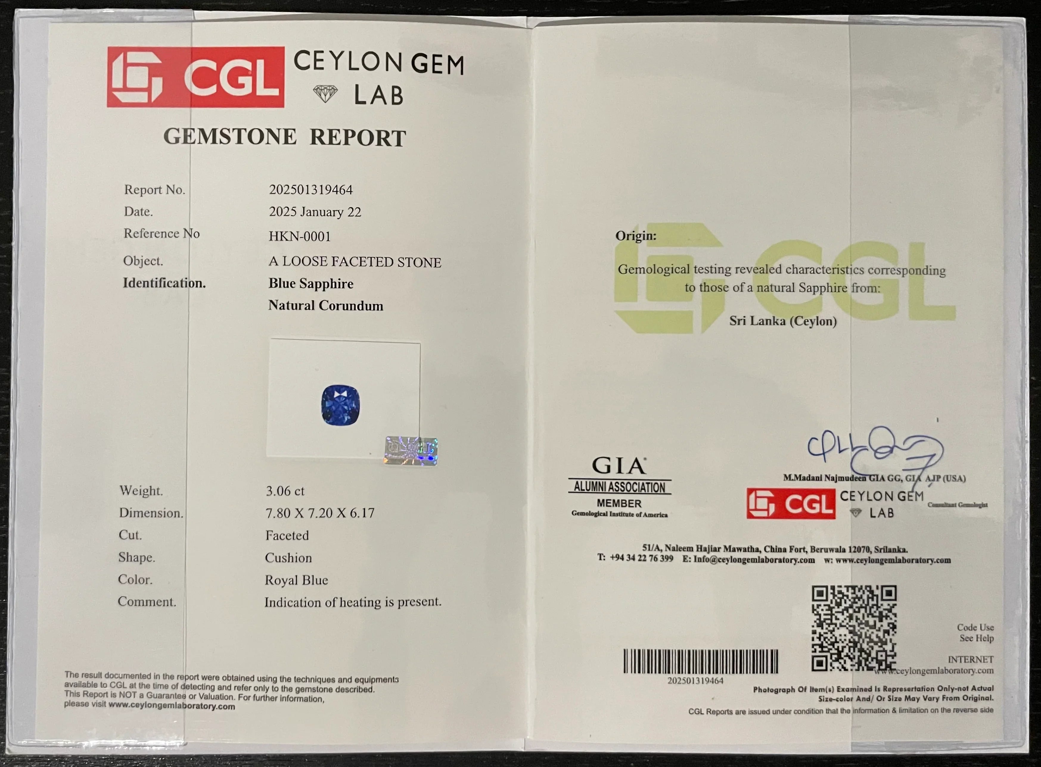 3.06ct Natural Ceylon Blue Sapphire - Cushion Cut - Certified - Loose Gemstones - My Precious Gems