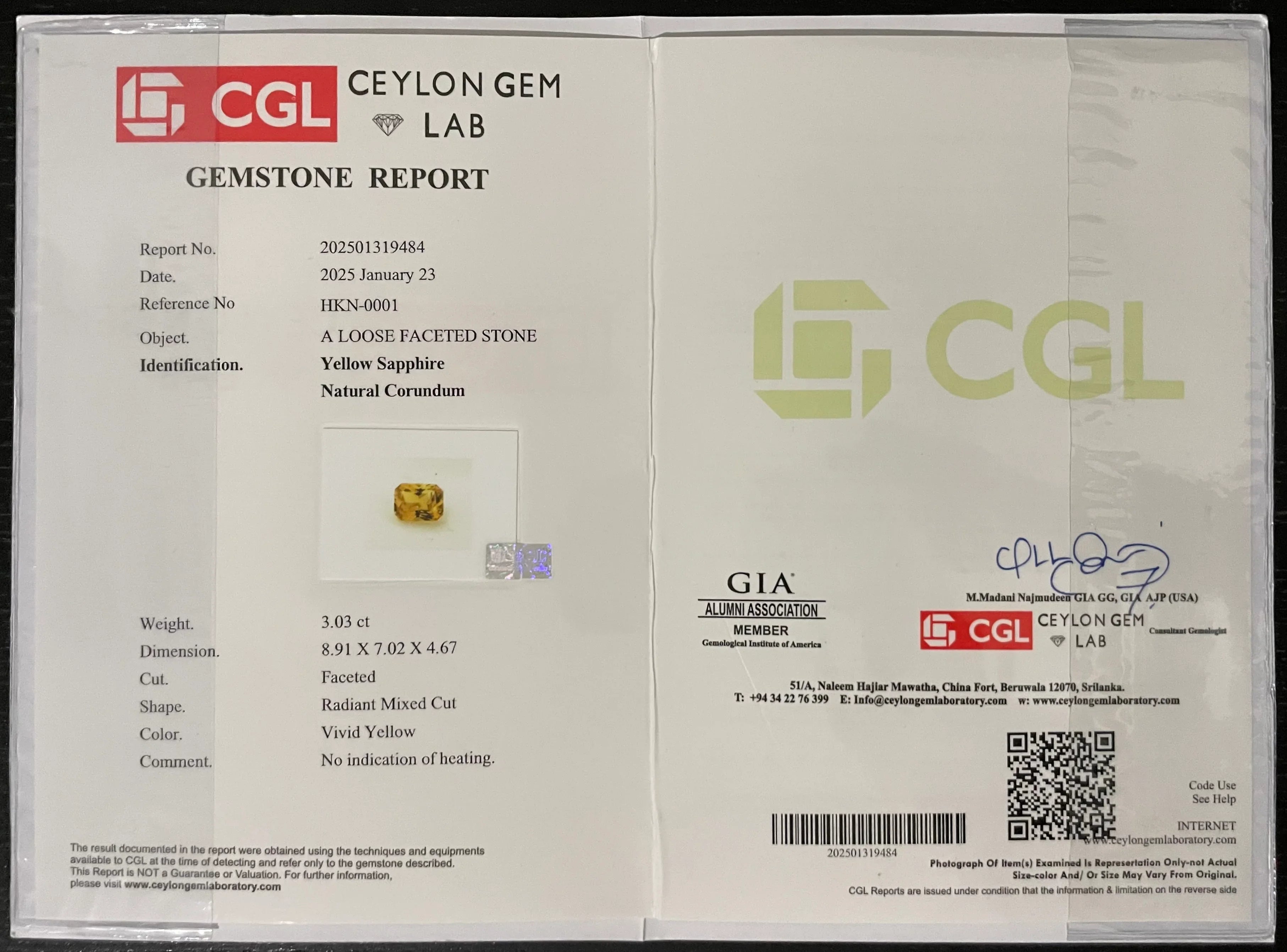 3.03ct Natural Ceylon Yellow Sapphire - Radiant Cut - Unheated & Certifed - Loose Gemstones - My Precious Gems