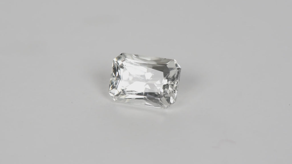 2.41ct Natural Ceylon White Sapphire - Rectangle Cut - Unheated & Certified